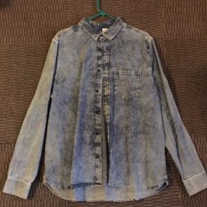 H&M Divided Acid Wash LS Jean shirt L